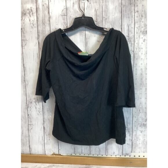 Peruvian Women 1X Black 95% Cotton double knit shoulder Blouse - Picture 1 of 5